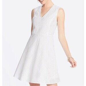 Draper James Eyelet Love Circle Fit and Flare Cotton Sleeveless White Dress Sz 8